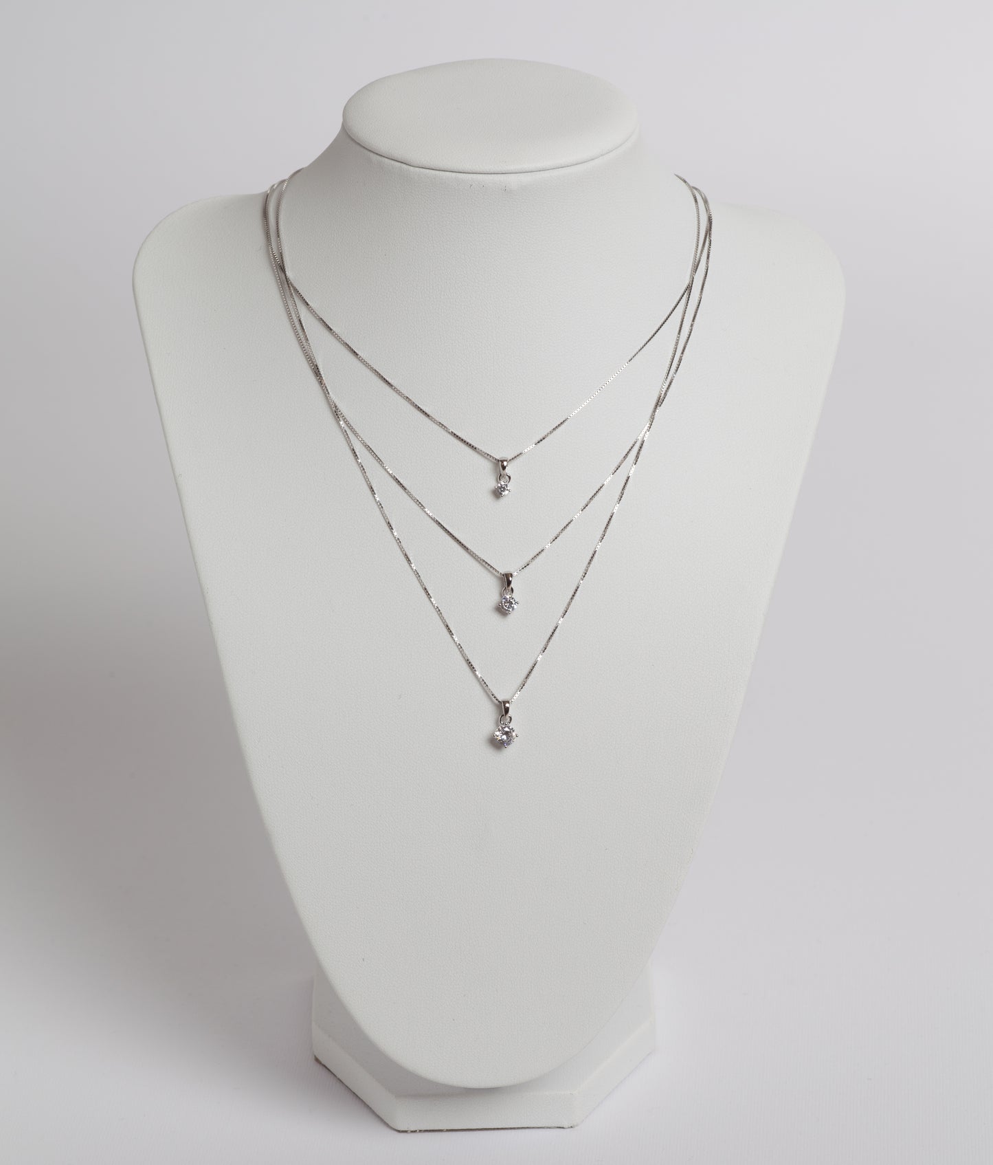 Lux New Parure collana (5mm) e orecchini (2mm) in argento 925 rodiato e zirconi