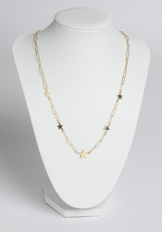 Gold Collana in argento 925 dorato con stelle