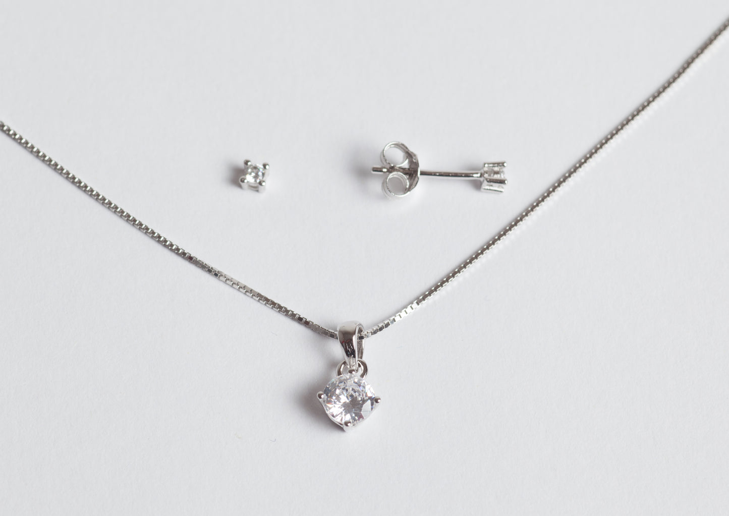 Lux New Parure collana (5mm) e orecchini (2mm) in argento 925 rodiato e zirconi
