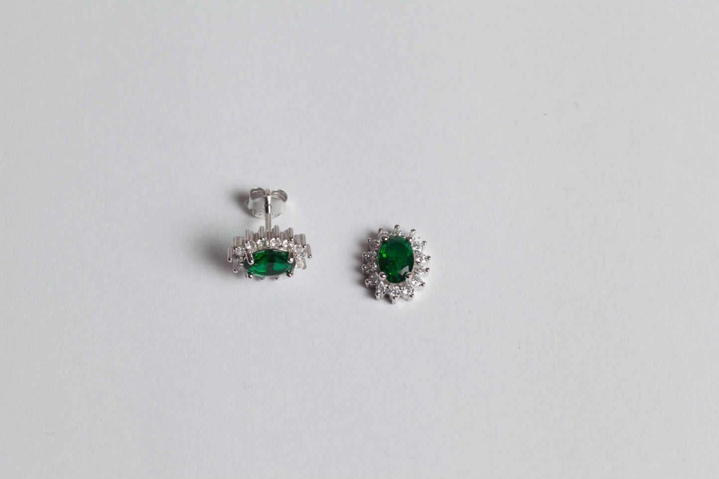 Lady Orecchini in argento 925 rodiato e zirconi verdi