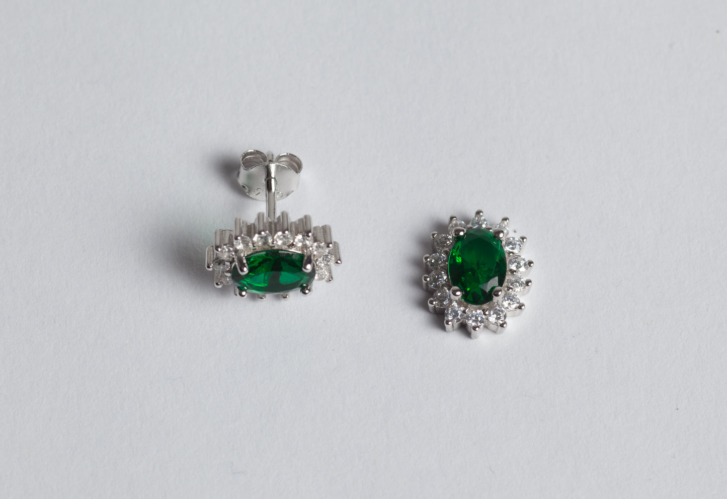 Lady Orecchini in argento 925 rodiato e zirconi verdi