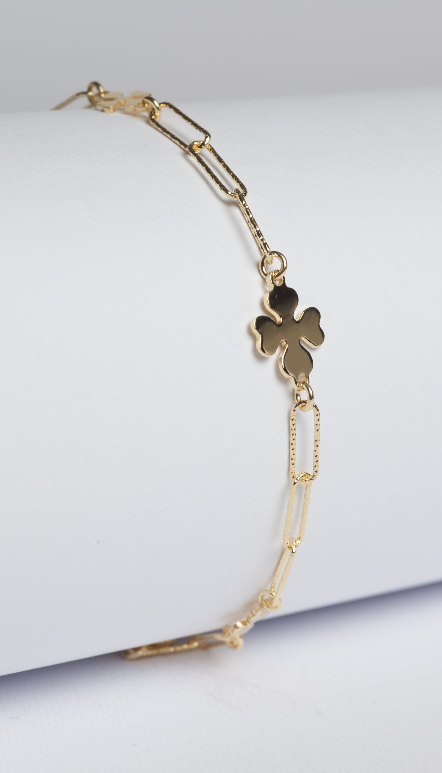 Gold Bracciale in argento 925 dorato con quadrifogli