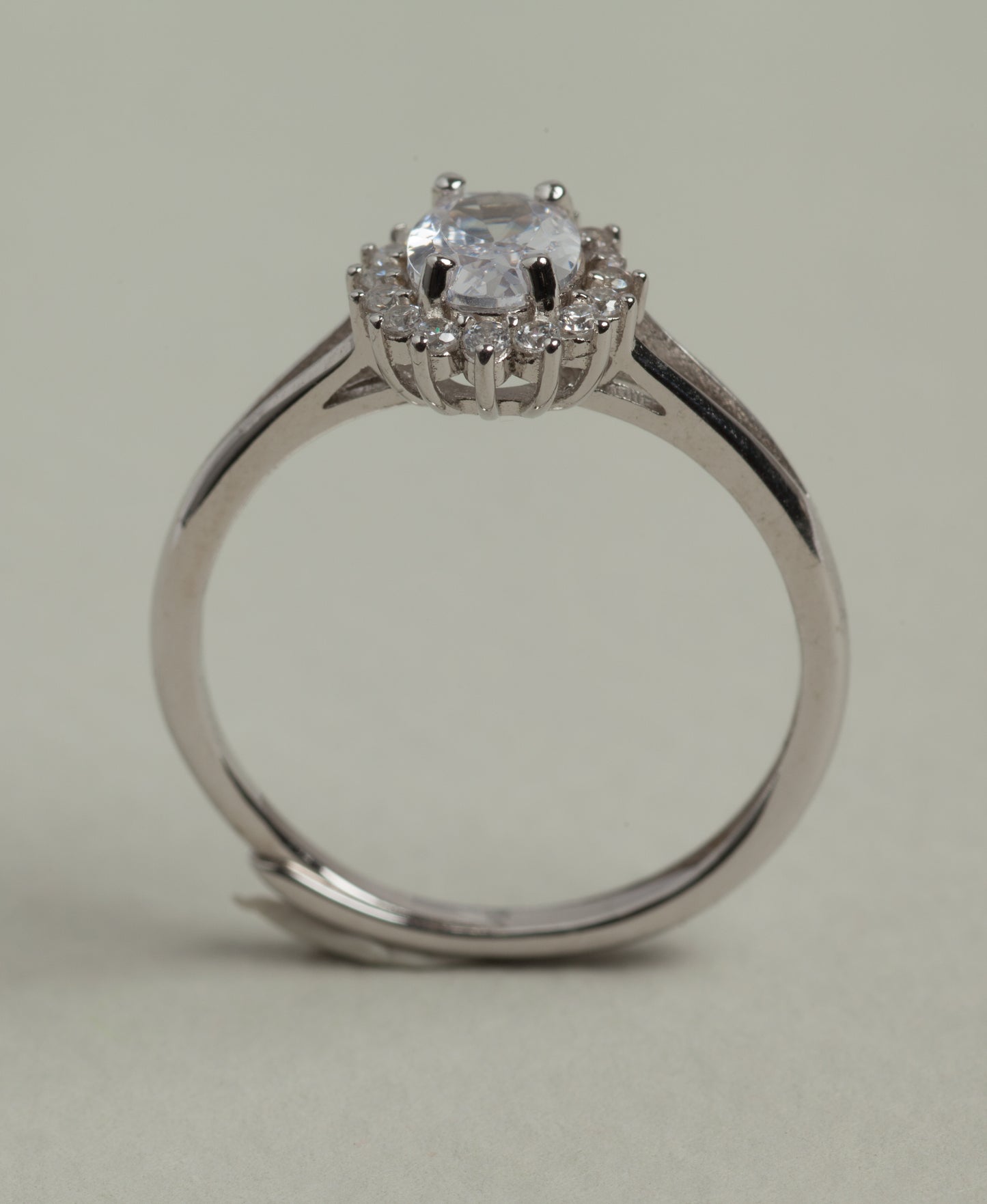 Lady Anello regolabile in argento 925 rodiato e zirconi