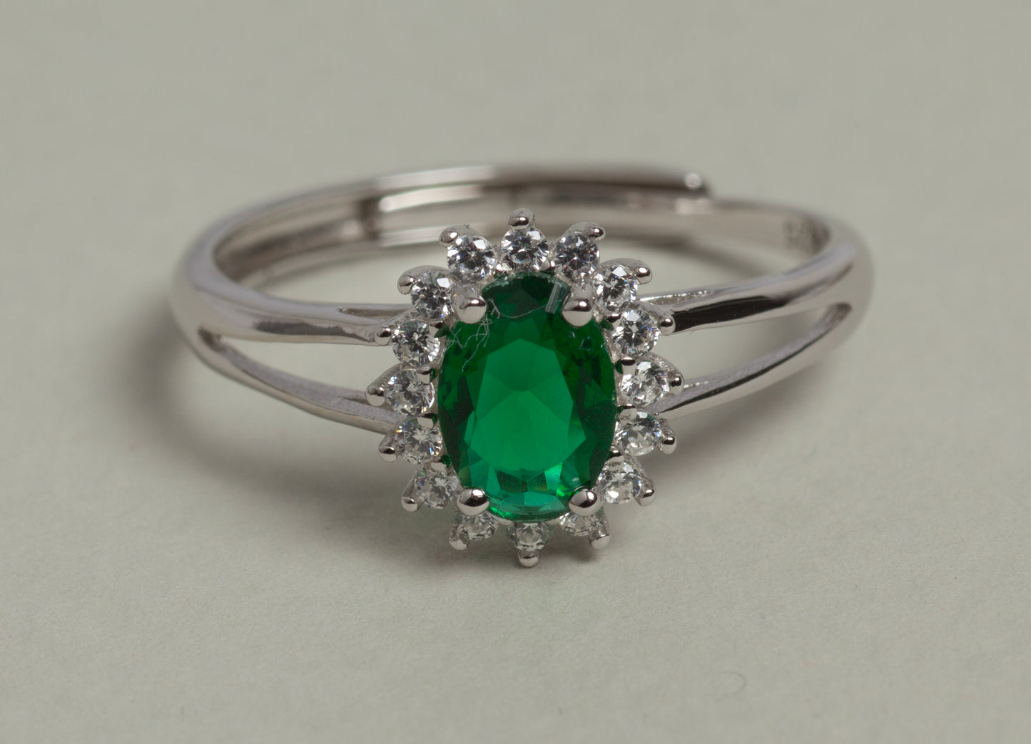 Lady Anello regolabile in argento 925 rodiato e zirconi Verde