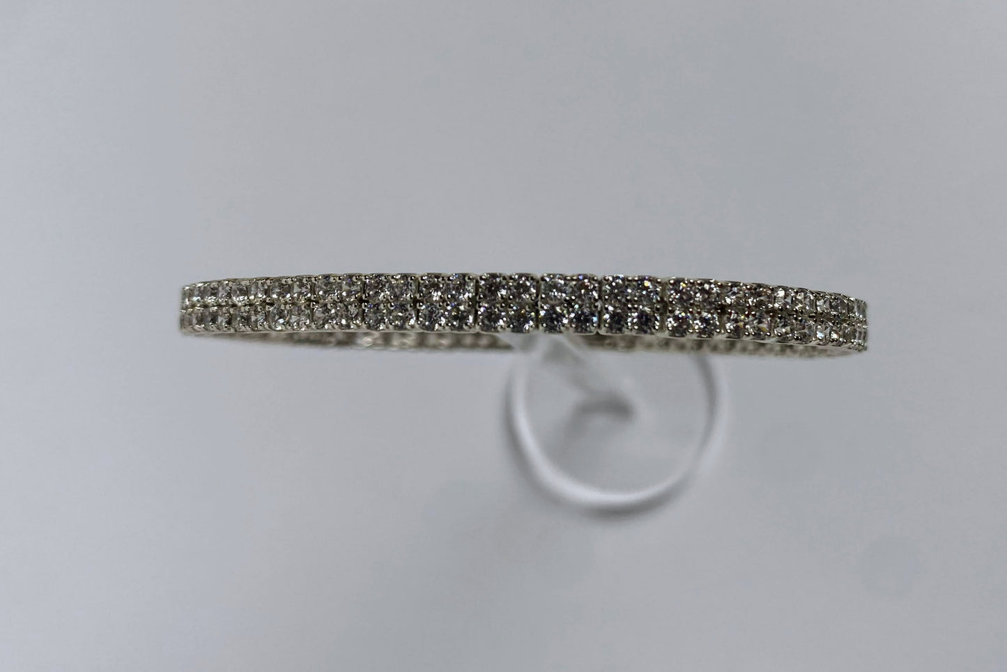 Match Point 2.0. Bracciale tennis in argento 925 con due file di zirconi bianchi da 2 mm