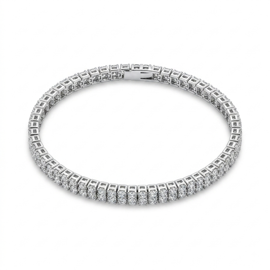Match Point 2.0. Bracciale tennis in argento 925 con due file di zirconi bianchi da 2 mm