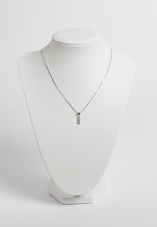 TRILOGY Collana in argento 925 rodiato e zirconi 3 mm