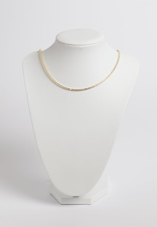 Collana Tennis in argento 925 oro e zirconi