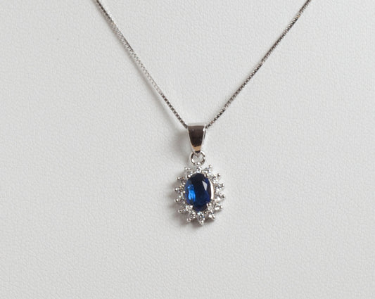 Lady Collana in argento 925 rodiato e zircone Blu