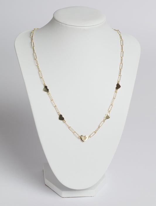 Gold Collana in argento 925 dorato con cuori