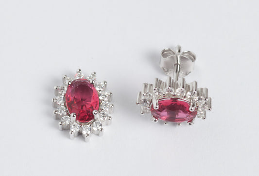 Lady Orecchini in argento 925 rodiato e zirconi rossi