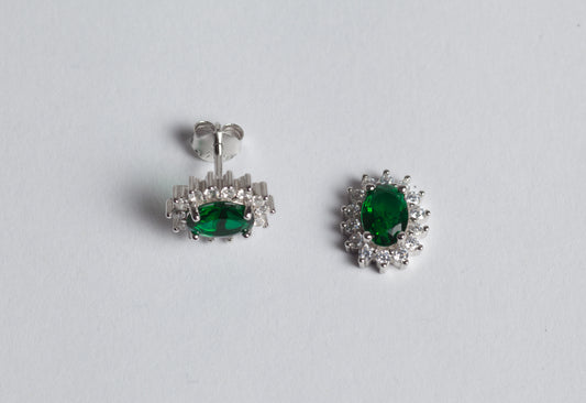 Lady Orecchini in argento 925 rodiato e zirconi verdi