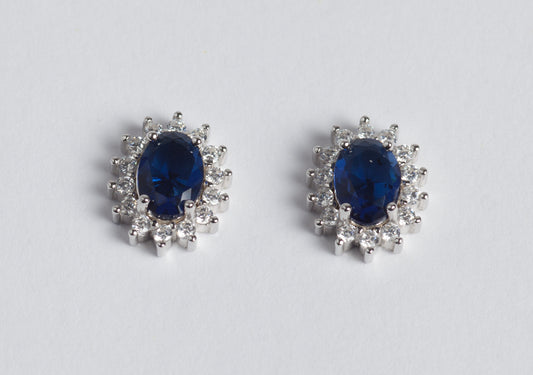 Lady Orecchini in argento 925 rodiato e zirconi Blu