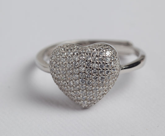 My Love New Anello regolabile in argento 925 rodiato e zirconi
