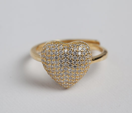 My Love New Anello regolabile in argento 925 finitura oro e zirconi