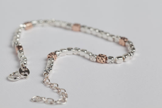 Pepita Bracciale in argento 925 finitura rodiato con elementi placcati oro rosa