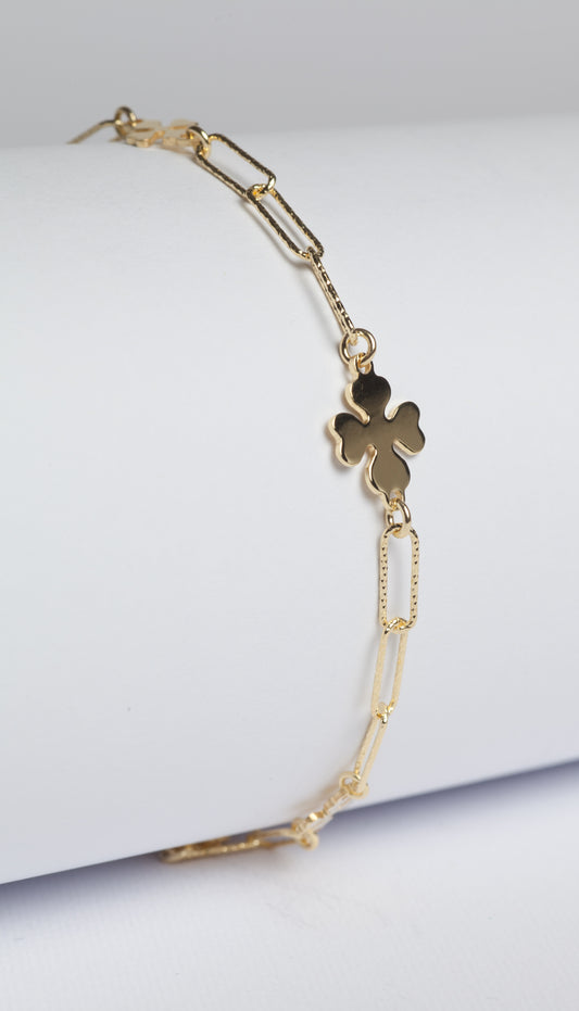 Gold Bracciale in argento 925 dorato con quadrifogli