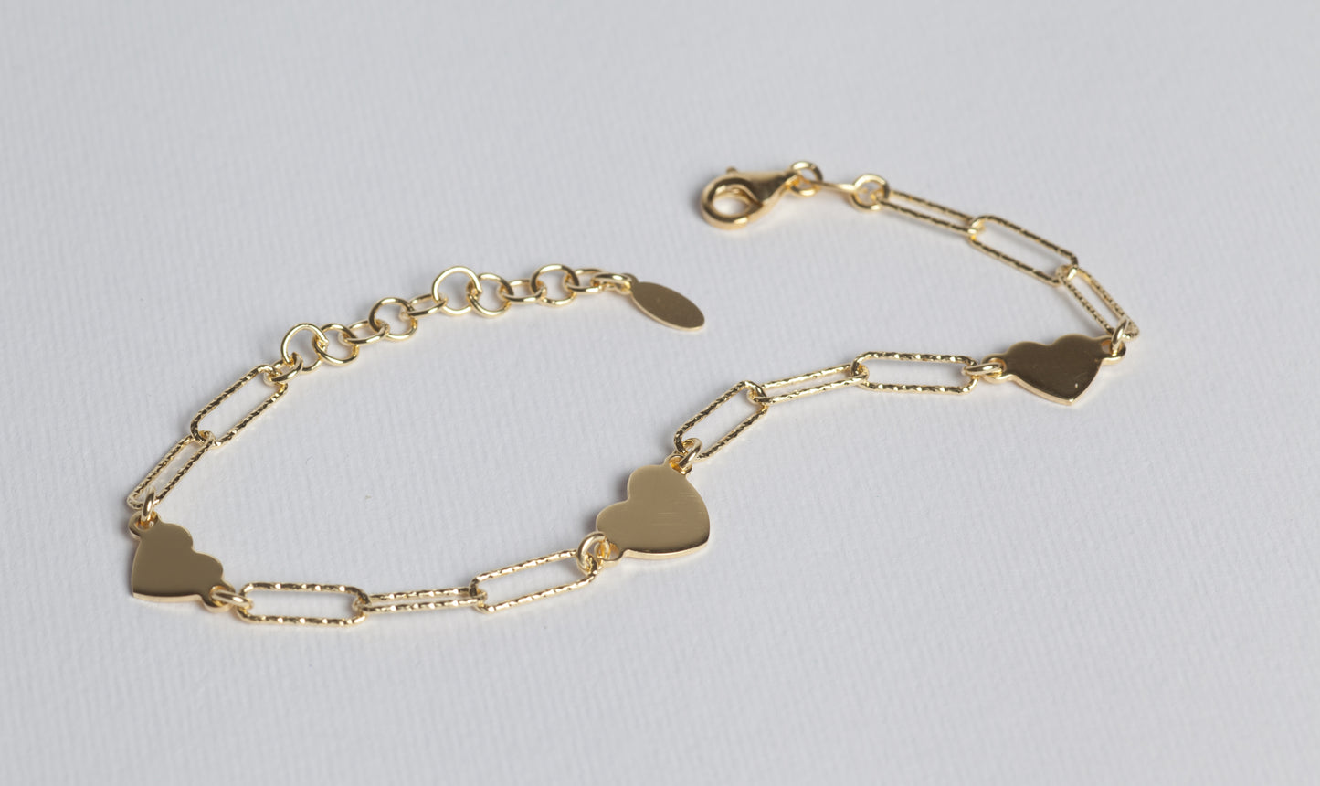 Gold Bracciale in argento 925 dorato con cuori
