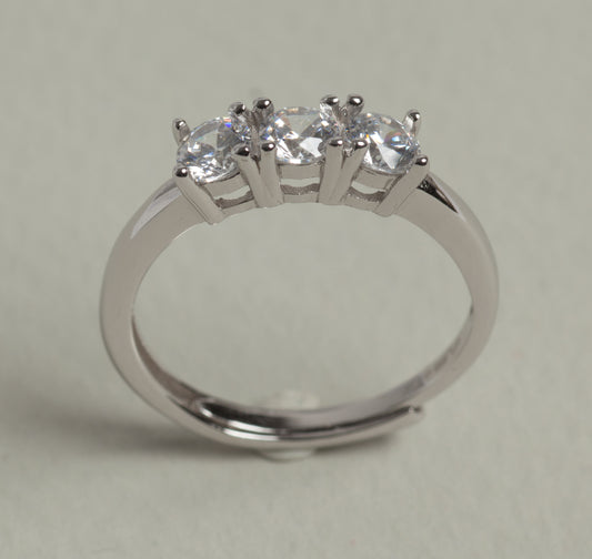 TRILOGY Anello in argento 925 rodiato e zirconi 4 mm