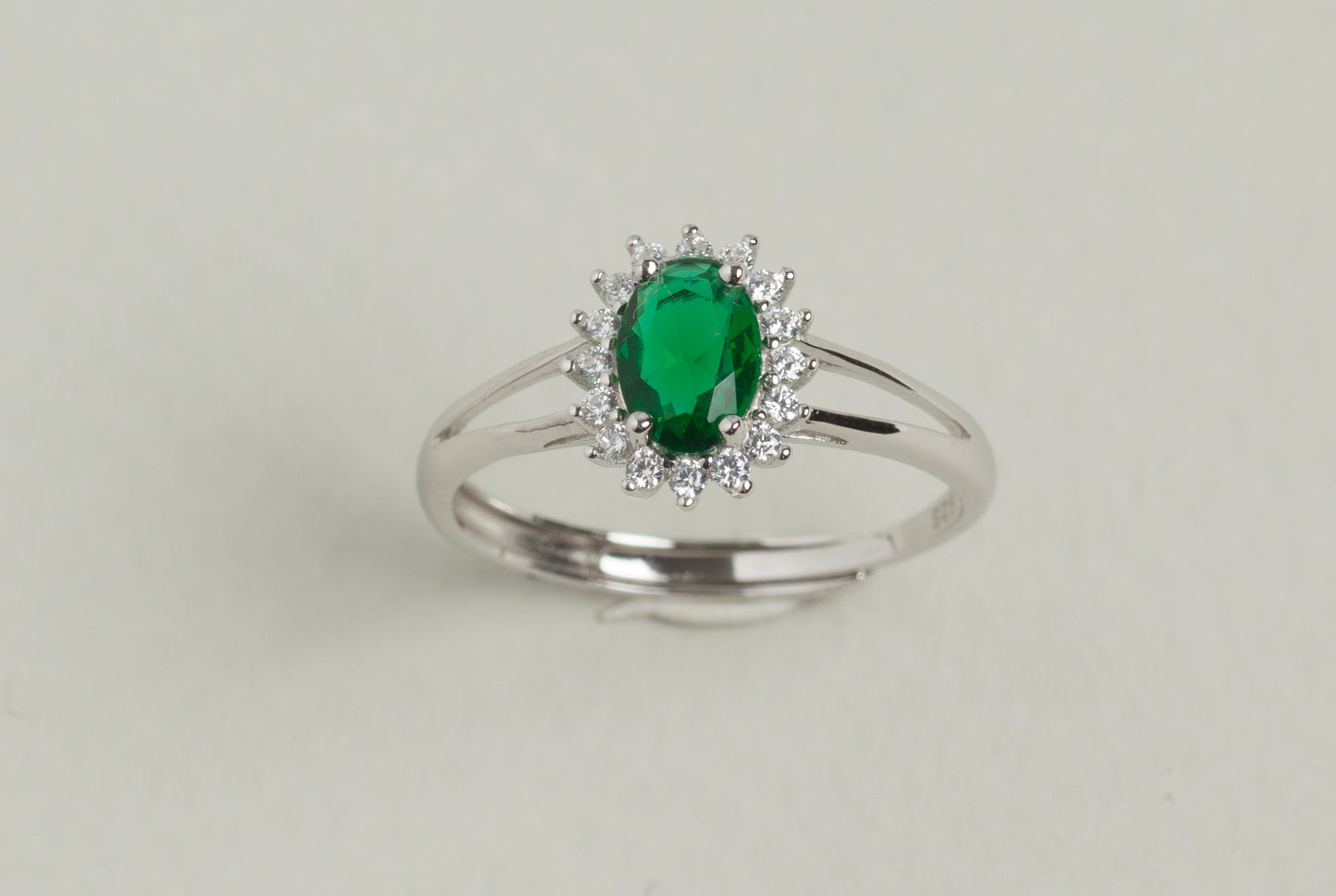 Lady Anello regolabile in argento 925 rodiato e zirconi Verde