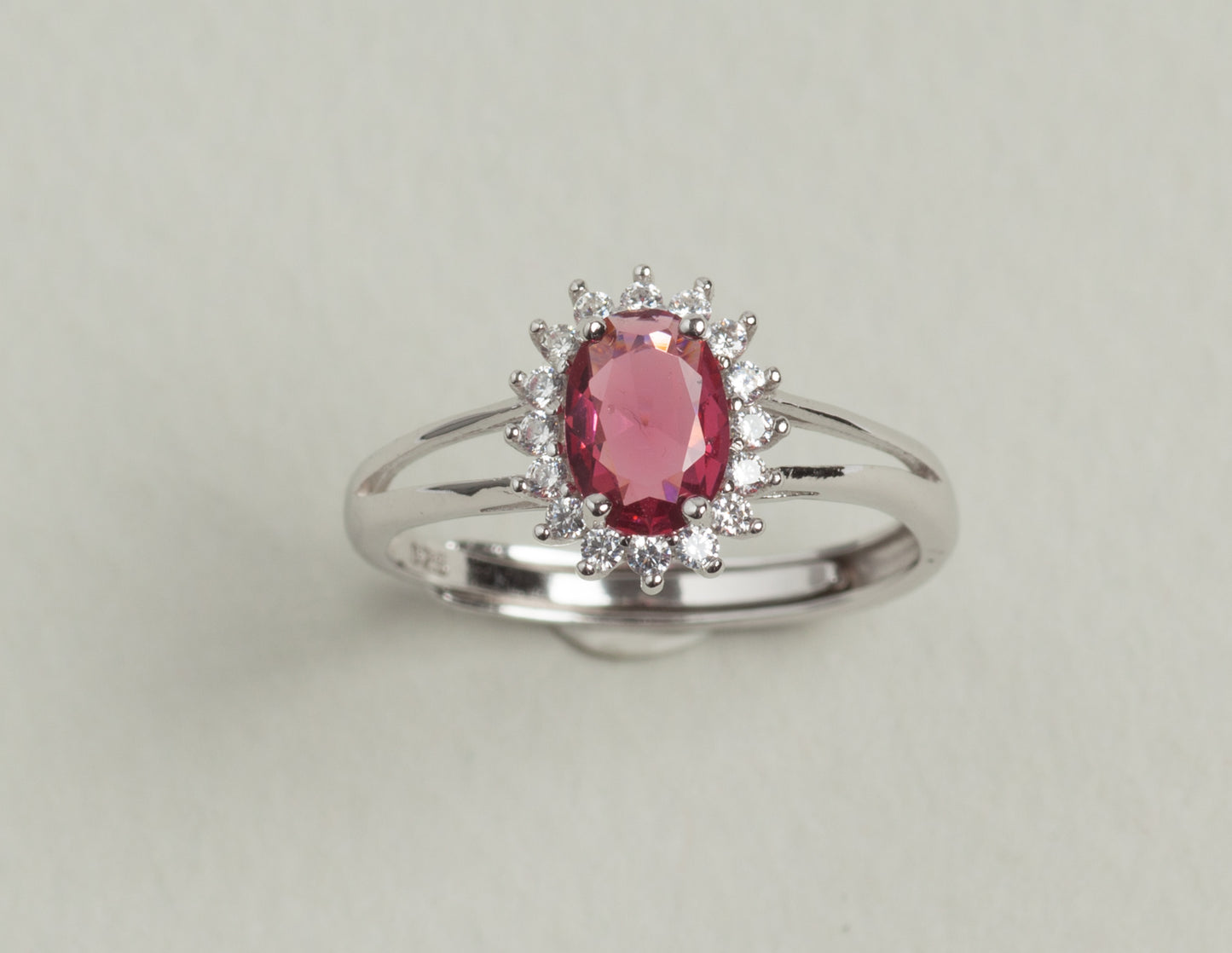 Lady Anello regolabile in argento 925 rodiato e zirconi Rosso