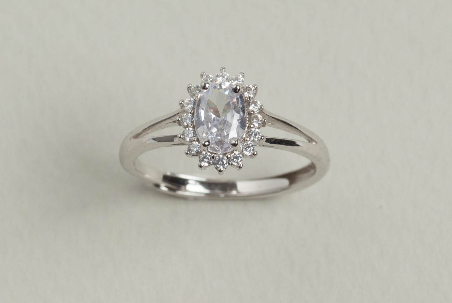 Lady Anello regolabile in argento 925 rodiato e zirconi