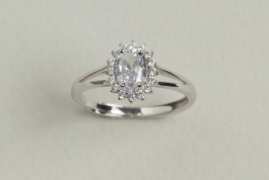 Lady Anello regolabile in argento 925 rodiato e zirconi