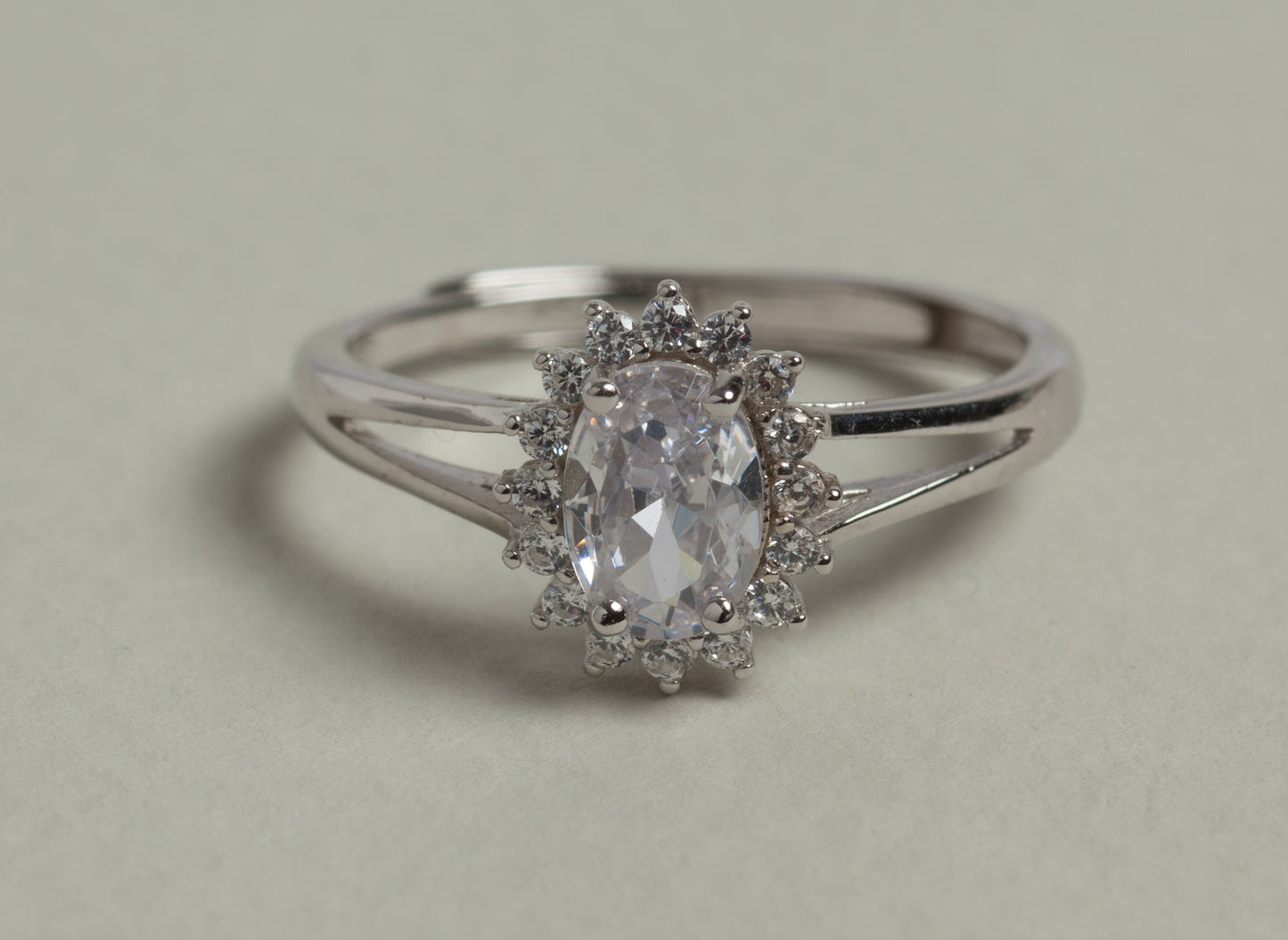Lady Anello regolabile in argento 925 rodiato e zirconi