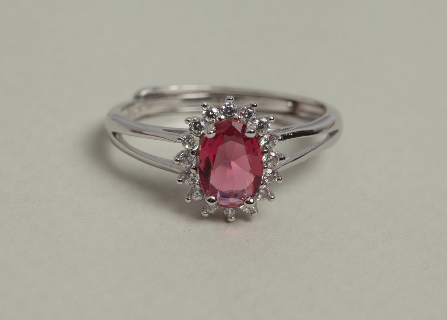 Lady Anello regolabile in argento 925 rodiato e zirconi Rosso