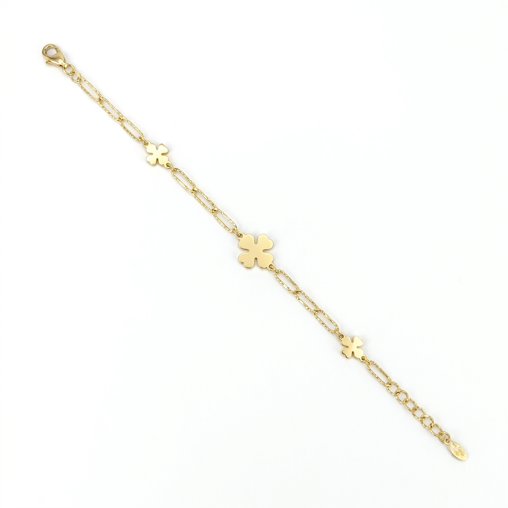Gold Bracciale in argento 925 dorato con quadrifogli