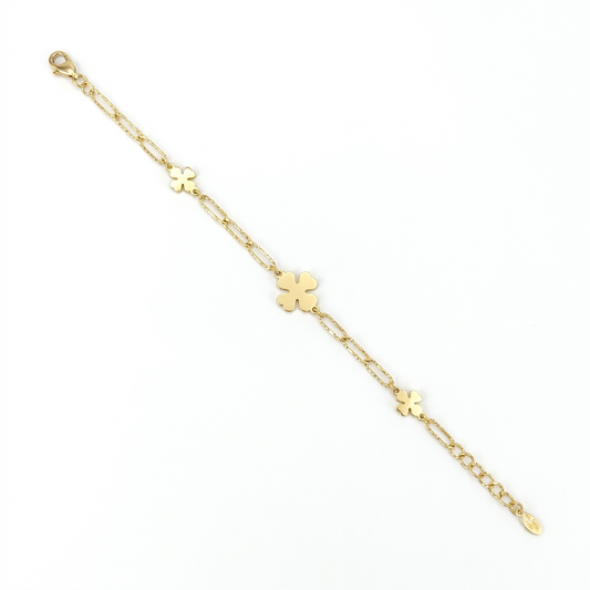 Gold Bracciale in argento 925 dorato con quadrifogli