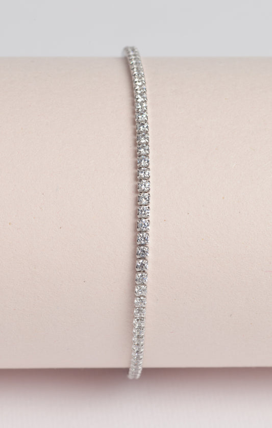 SLAM Bracciale in argento 925 rodiato e zirconi 2mm