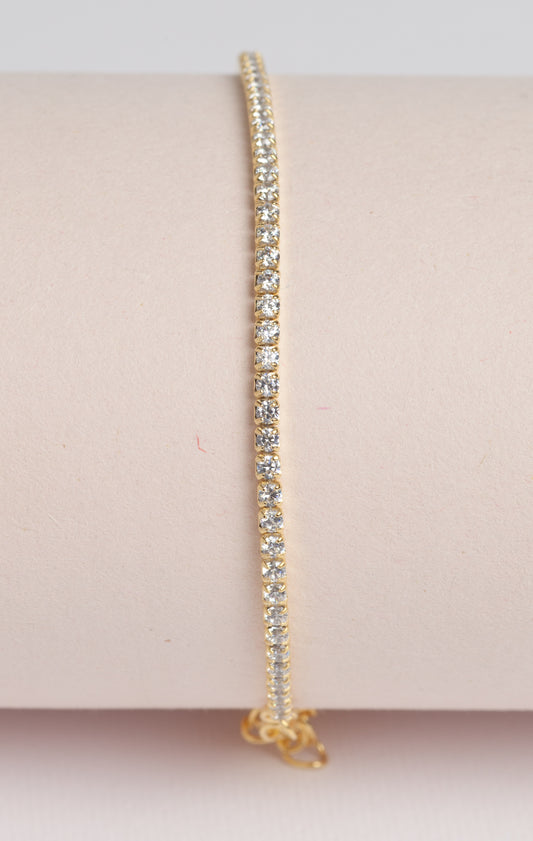 SLAM Bracciale in argento 925 placcato oro e zirconi 2mm